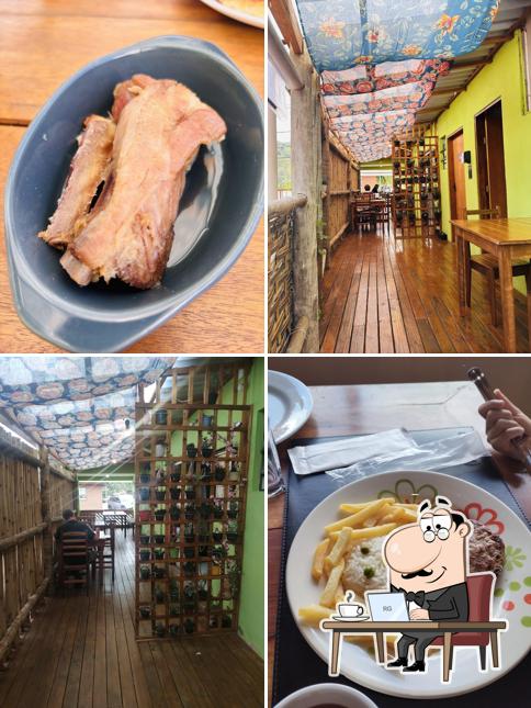 Sente em uma das mesas no Mariá Restobar