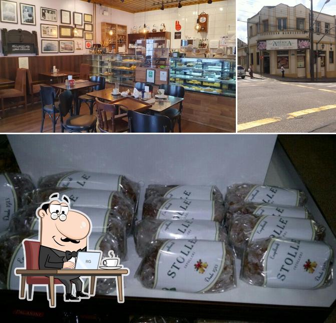 A interior e exterior do restaurante