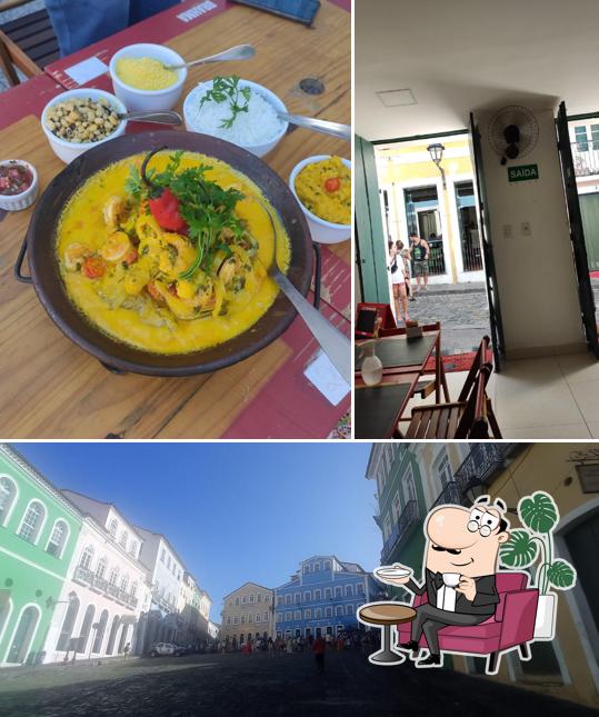 A ilustração do Restaurante Portal do Pelô’s interior e exterior