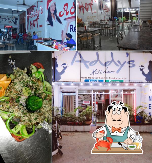 Order different seafood dishes available at Addy's Kitchen