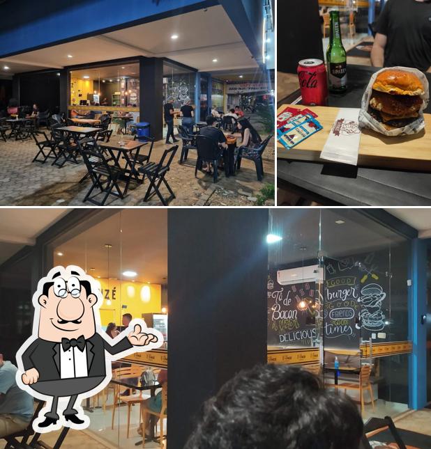 A interior e comida do restaurante