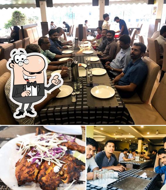 The restaurant's interior and food