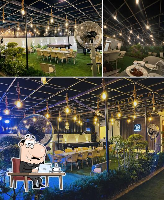 Take a seat at one of the tables at Unwind Cafe