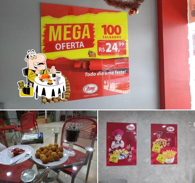 A comida e interior do restaurante