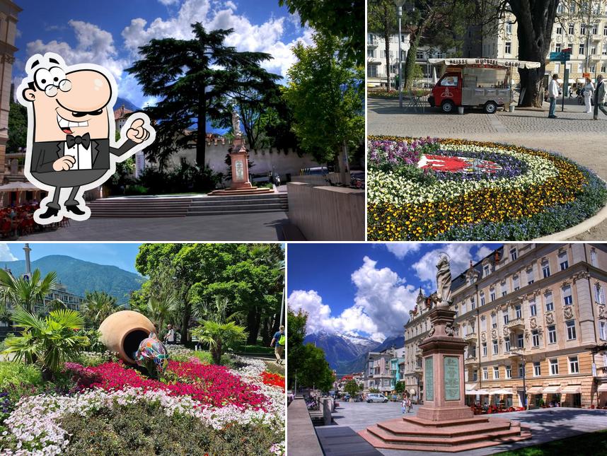 Goditi la vista dagli esterni di Würstelstand Passer-Promenade Meran
