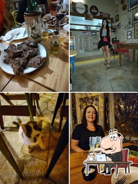 Sente em uma das mesas no Carneirinho