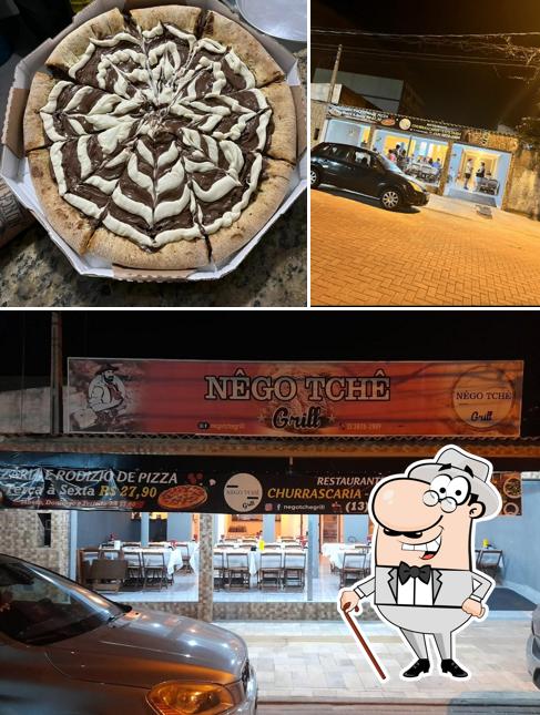 A ilustração do Nego Tchê Grill’s exterior e comida
