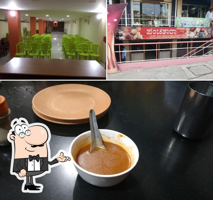 The restaurant's interior and food