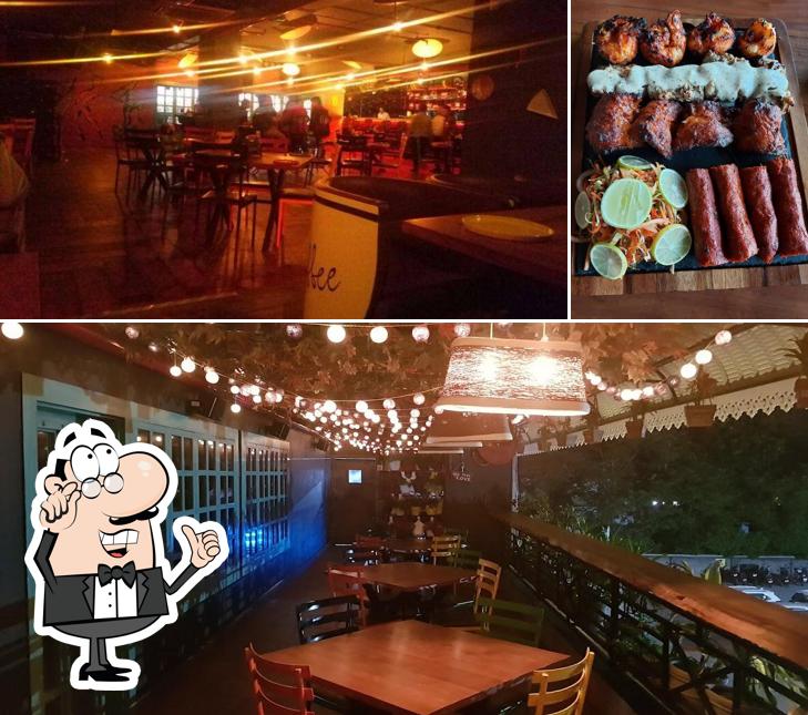 The restaurant's interior and food