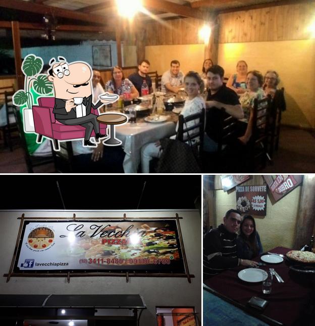 O interior do Lavecchia pizzaria