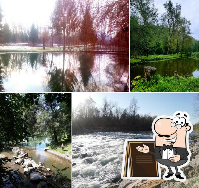 Puoi goderti l'aria fresca da seduto all'esterno di Štirje ribniki