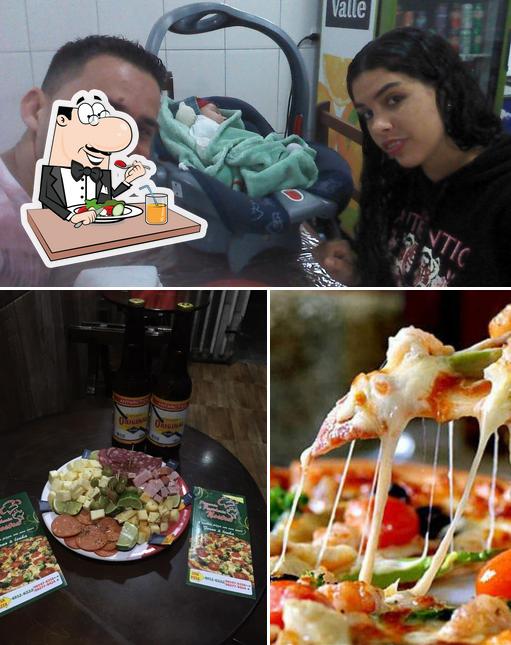 Esta é a foto mostrando comida e interior a Pizza Nostra