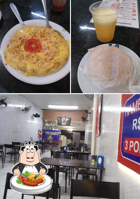 A ilustração da comida e interior no Willes Burg