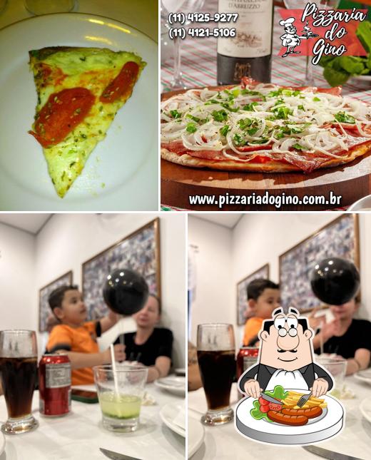 Entre diferentes coisas, comida e bebida podem ser encontrados no Pizzaria Do Gino
