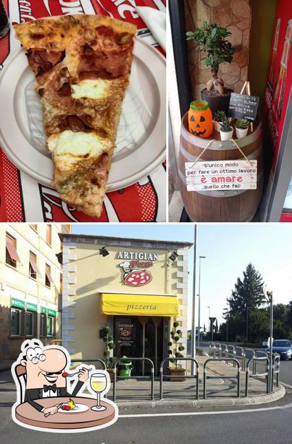 Questa è la foto che presenta la cibo e esterno di Artigianpizza