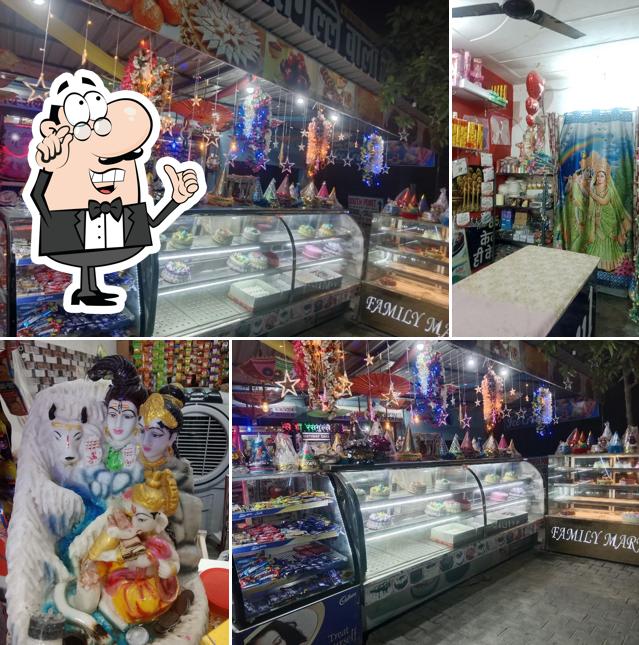 The interior of Radhe radhe Bakery. and rasgula bandar