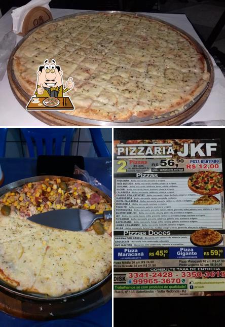 Escolha pizza no JKF Pizzaria & Hamburgueria