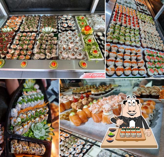 Rolos de sushi são oferecidos por Takashi Sushi