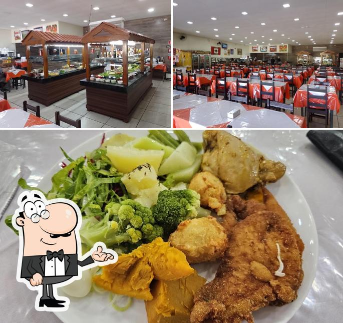 Esta é a ilustração apresentando interior e comida no Restaurante Servbem Potiguar