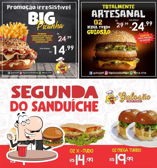 Os hambúrgueres do Pizzaria no Pecém Gulosão Lanches irão satisfazer diferentes gostos