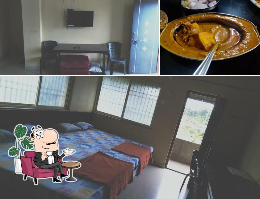 This is the picture showing interior and food at Hotel Raj Palace(lodging.boarding& family Restaurant)