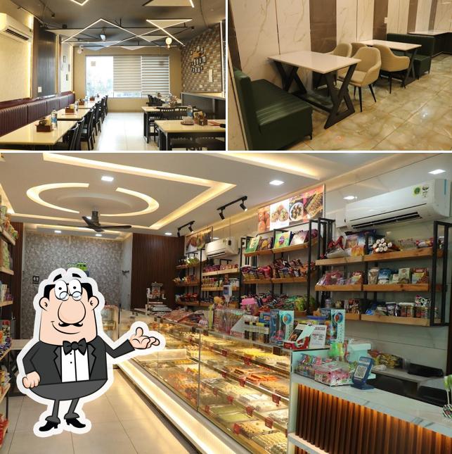 The interior of OM JEE SWEETS - Best Pure Veg Restaurant in Panipat, Best Party Hall in Panipat, Best Sweet Shop in Panipat