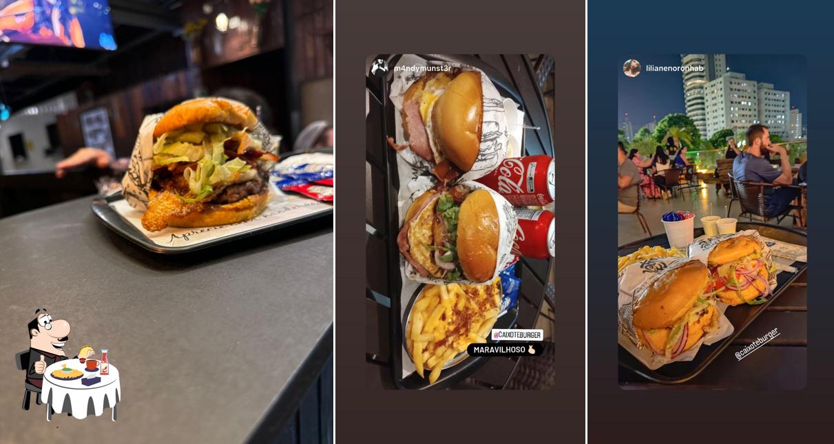 Hambúrguer em Caixote Burger & Beer