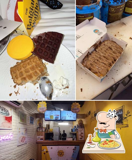 The photo of food and interior at The Belgian Waffle Co