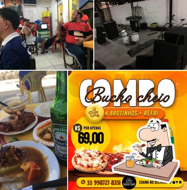 Confira a foto apresentando comida e interior no Bar Rancho Fundo