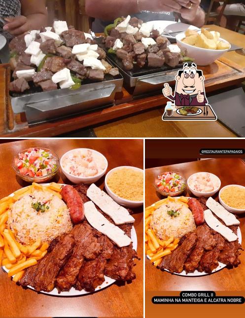 Experimente refeições de carne no Restaurante Papagaio's