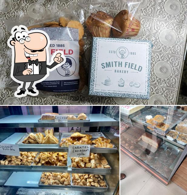 Check out the image displaying interior and food at Smith Field Bakery