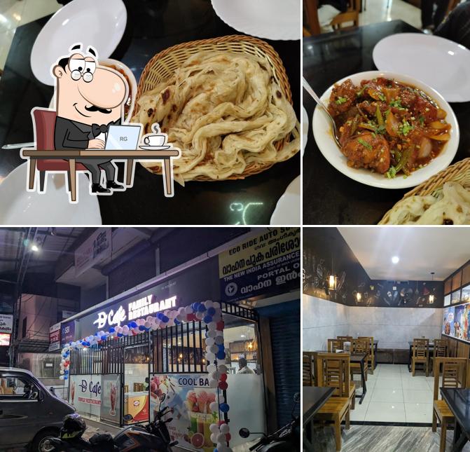 The restaurant's interior and food