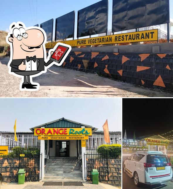 The exterior of Orange Roots, Pure Veg Restaurant