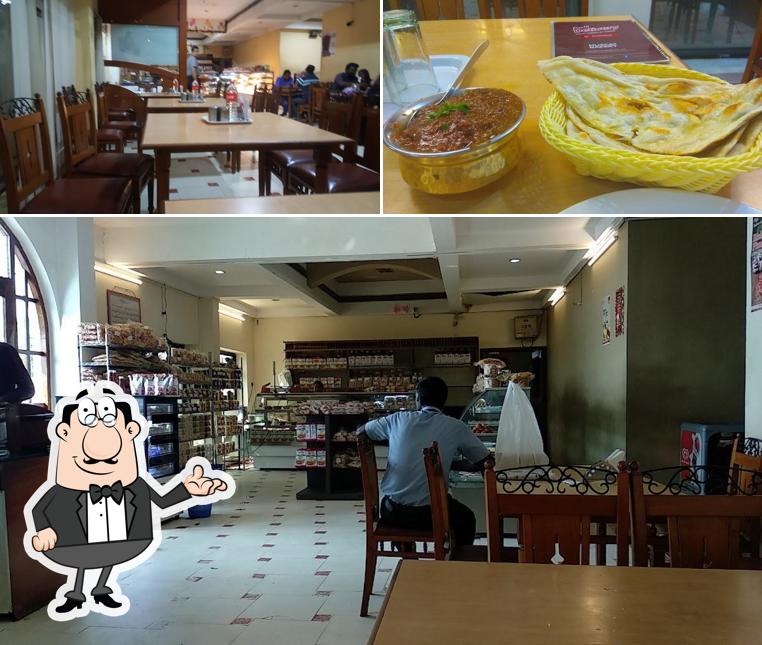 Check out the image displaying interior and food at Muscat bakery & Restaurants