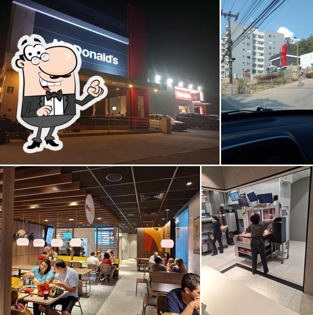 A foto da exterior e interior no McDonald's
