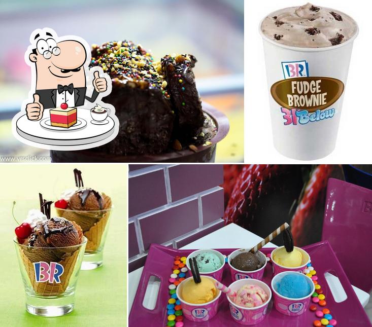 Baskin Robbins serves a number of sweet dishes