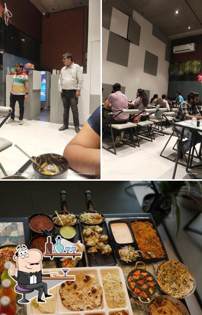 The restaurant's interior and food