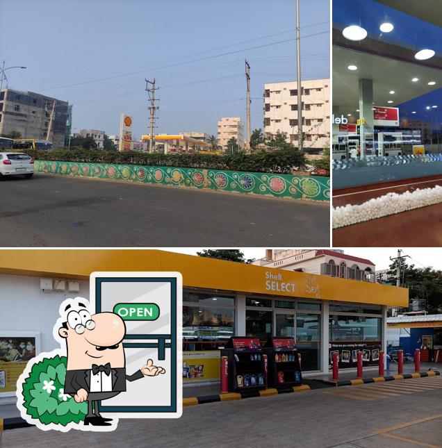 The exterior of Shell Petrol Bunk