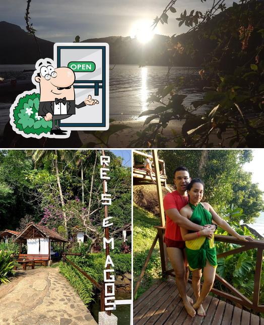 Você pode espairecer no na área externa do Reis & Magos Restaurante