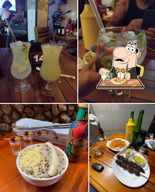 Esta é a ilustração apresentando comida e mesa de jantar no Palittus Drinks