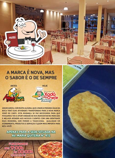Esta é a ilustração ilustrando comida e interior no Pizzaria Xodó do Chefe