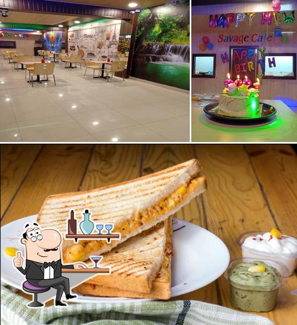 This is the image showing interior and food at Savage cafe