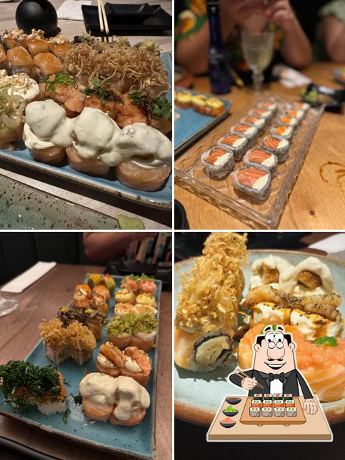 Rolos de sushi são oferecidos por Satō Sushi