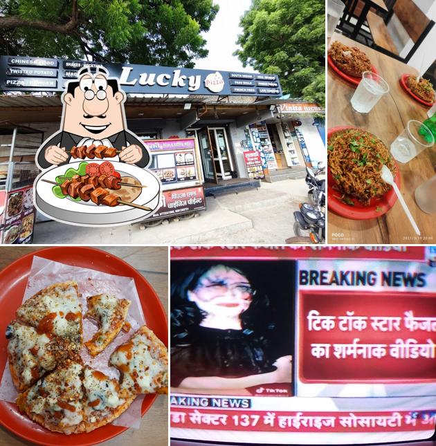 Food at Lucky Pizza & Chinese Point