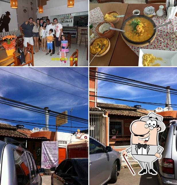 A exterior e interior do restaurante