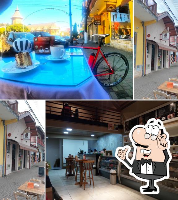 Sente em uma das mesas no Doceria Matinal