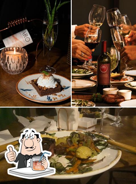 Esta é a ilustração ilustrando bebida e comida no Restaurante Oca Wine Porto Velho l Loja de vinhos e presentes