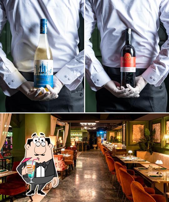 The picture of drink and interior at Verde