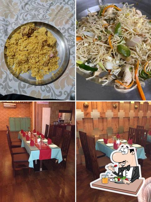 The restaurant's food and dining table