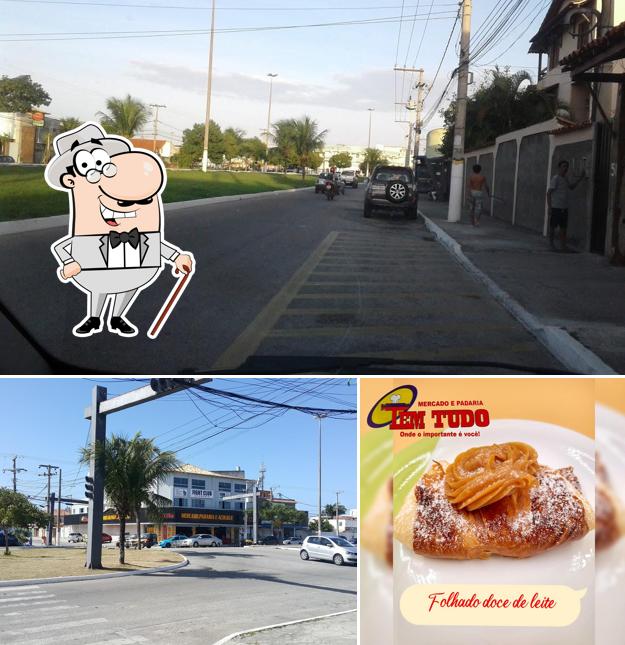 A imagem do Mercado e Padaria Tem Tudo’s exterior e sobremesa